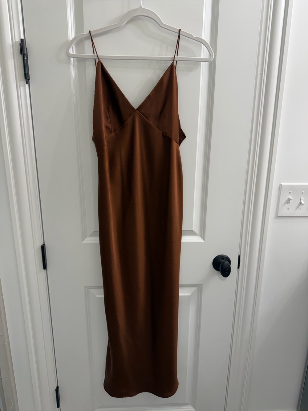 Because of Alice - Satin Slip Maxi Dress - Brown